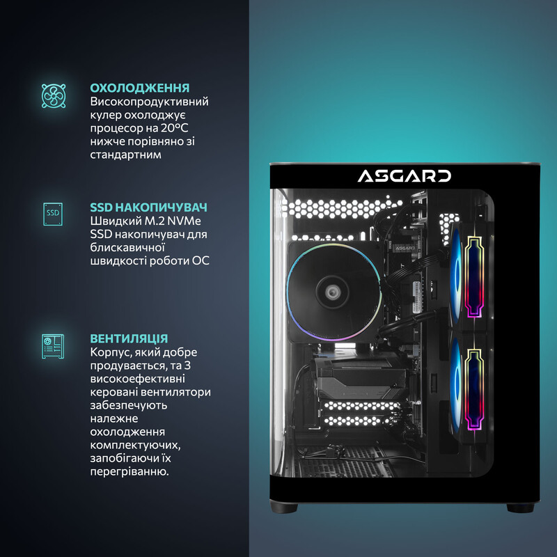 Игровой компьютер ASGARD GAMER RTX 5060 Ti 16GB / Ryzen 5 9500F / DDR5 32GB / SSD 1TB / Win11 Home (ASG-G-5060T16-7887W)