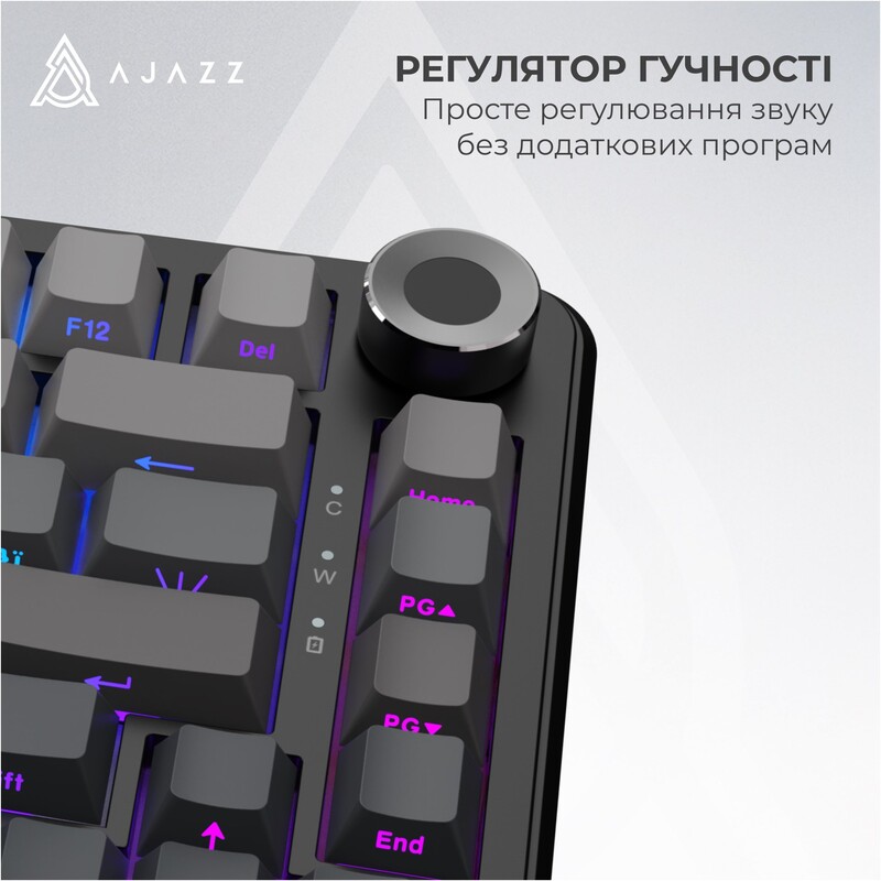 Клавіатура бездротова Ajazz AK820 Max Plus White Birch Switch Black Gradient (AK820-MAX-WB-S-G)