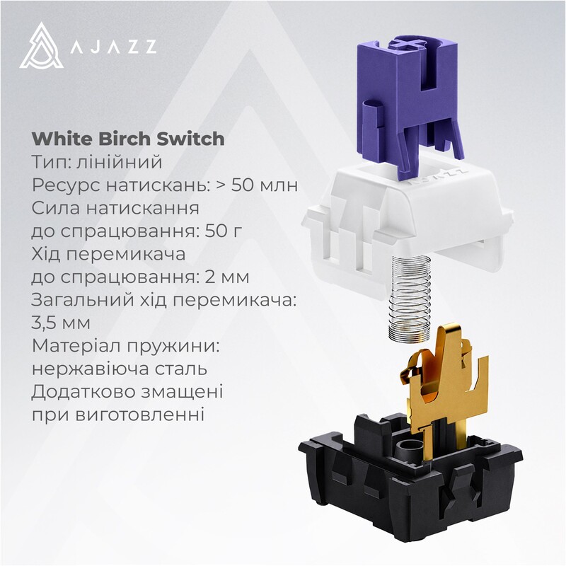 Клавіатура бездротова Ajazz AK820 Max Plus White Birch Switch Black Gradient (AK820-MAX-WB-S-G)