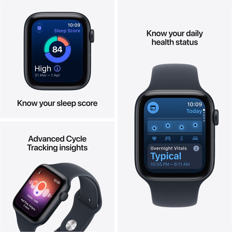 Смарт-годинник Apple Watch SE 3 GPS + Cellular 44mm Midnight Aluminium Case with Navy Blue Sport Band - S/M (MJLQ4RK/A)
