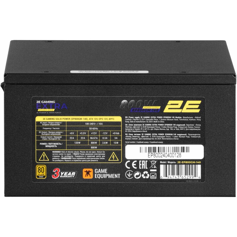 Блок живлення 2E Gaming Extra Power (2E-EP800GM-140) 800W