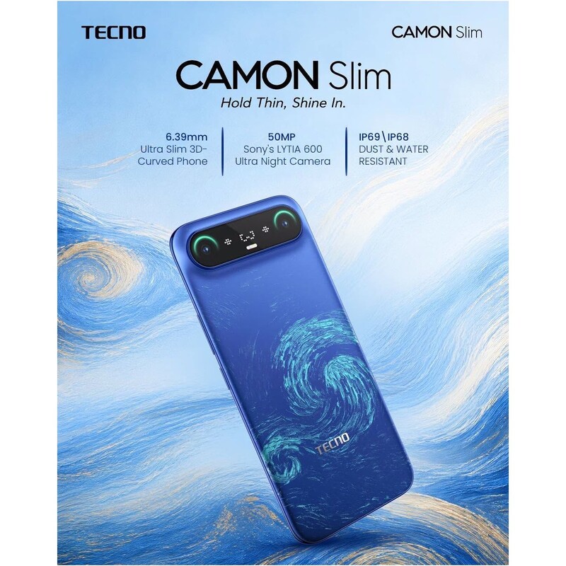 Смартфон Tecno Camon Slim (CN6c) 8/128GB Van Gogh Blue (4894947136016)