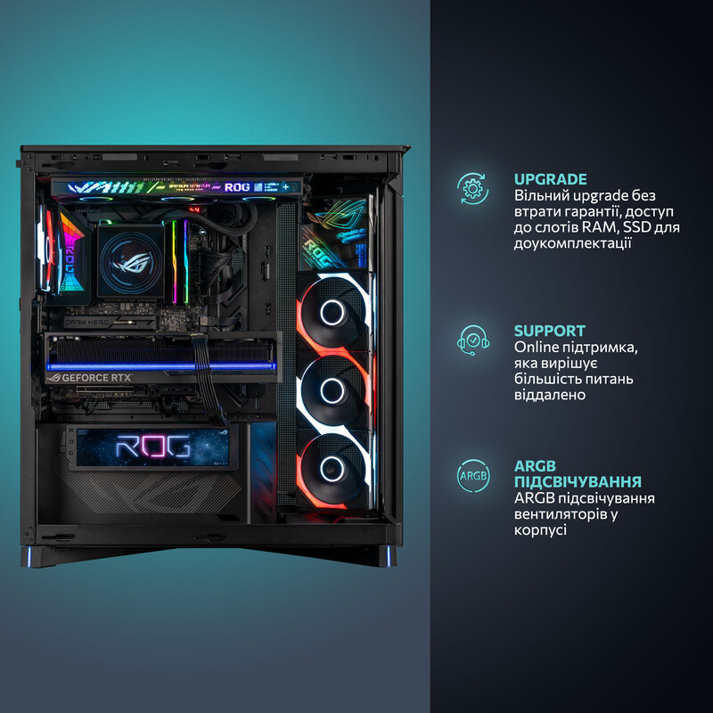 Ігровий комп`ютер ASGARD GAMER POWERED BY ASUS RTX 5090 / Ryzen 7 9800X3D / DDR5 64GB / SSD 2TB (ASG-G-5090-8020)