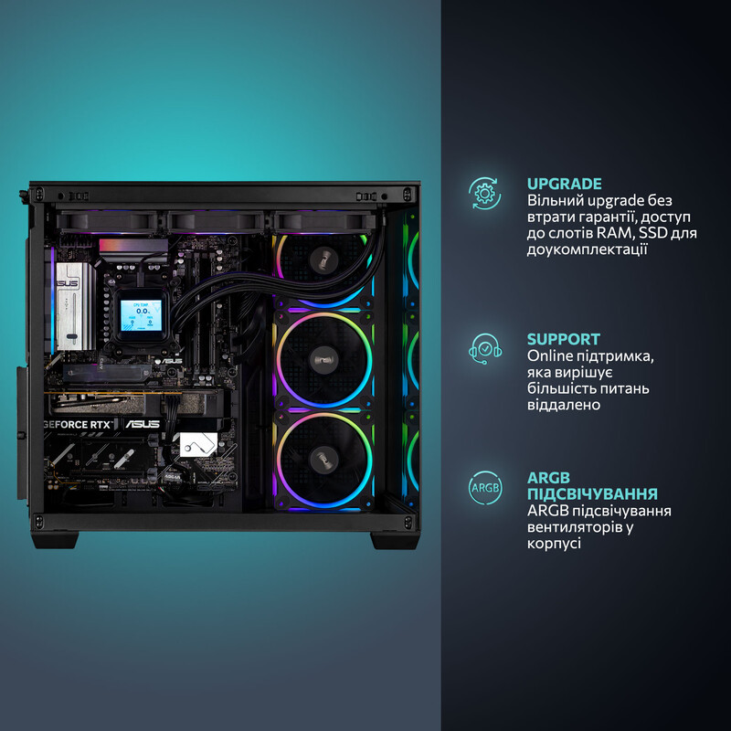 Ігровий комп’ютер ASGARD GAMER POWERED BY ASUS RTX 5060 Ti 16GB / Ryzen 5 7500X3D / DDR5 32GB / SSD 1TB / Win11 Home (ASG-G-5060T16-8006W)