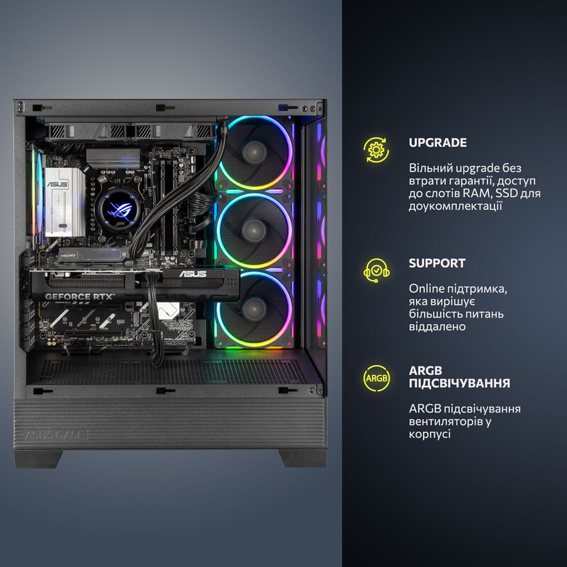 Комп’ютер ASGARD CREATOR POWERED BY ASUS RTX 5070 / Ryzen 7 7700 / DDR5 32GB / SSD 1TB / Win11 Home (ASG-C-5070-8008W)