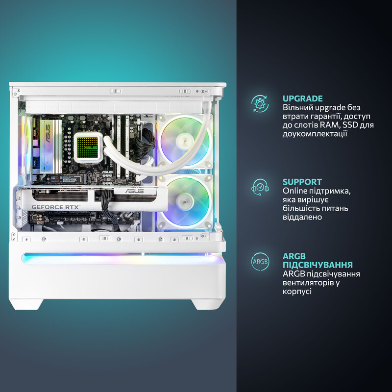 Ігровий комп`ютер ASGARD GAMER POWERED BY ASUS RTX 5060 Ti 8GB / Ryzen 5 9600X / DDR5 32GB / SSD 1TB / Win11 Home (ASG-G-5060T8-8011W)