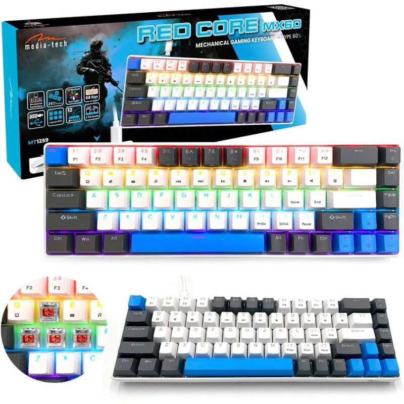 Клавиатура Media-Tech MT1259 Red Core MX60 White (MT1259)