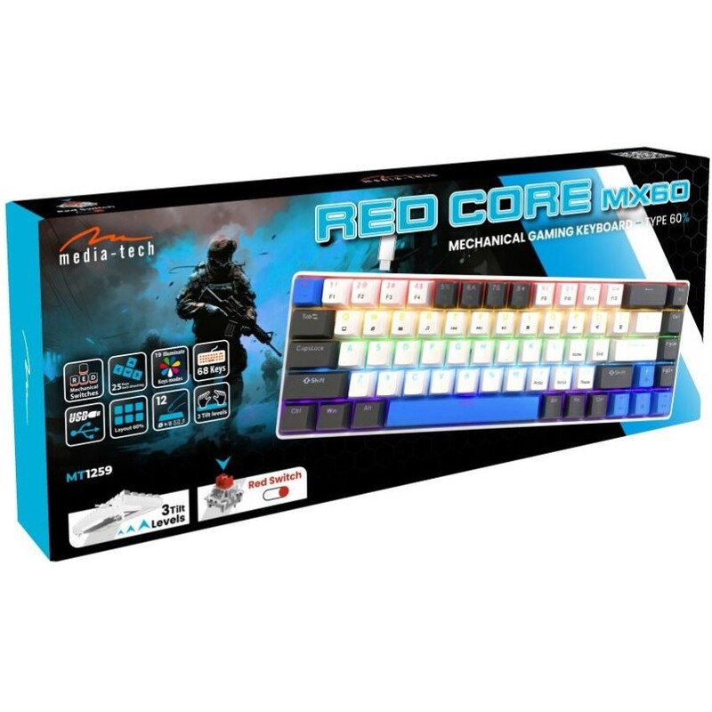 Клавиатура Media-Tech MT1259 Red Core MX60 White (MT1259)
