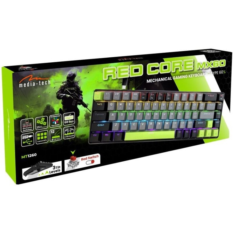 Клавиатура Media-Tech MT1260 Red Core MX60 White