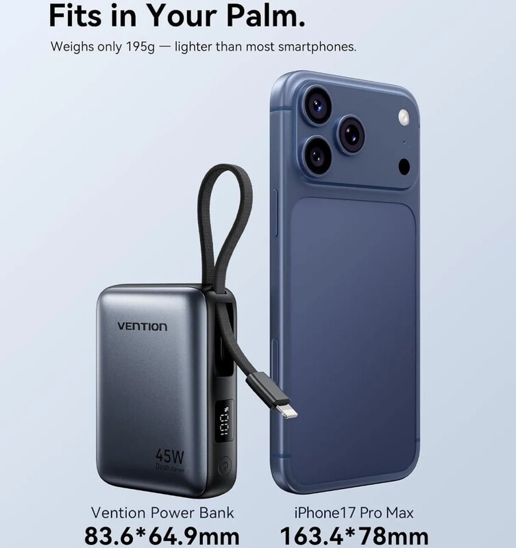 Універсальна мобільна батарея Vention 10000mAh 45W Grey (FKMH0)