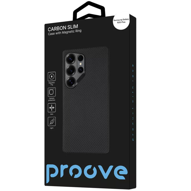 Чохол-накладка Proove Carbon Slim with Magnetic Ring для Samsung Galaxy S25 Plus Black (2003000202212)
