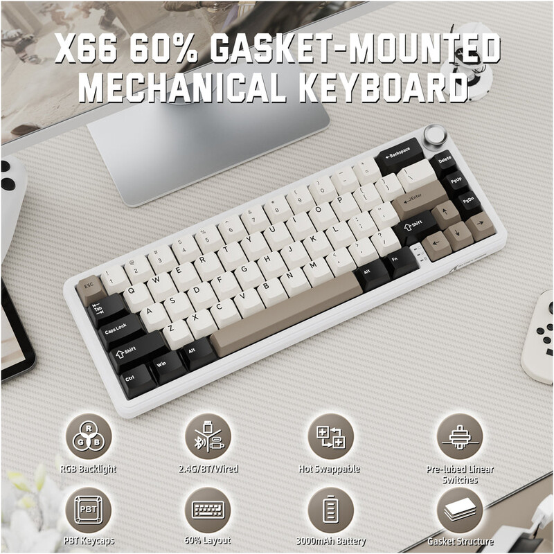Клавиатура Attack Shark X66 Cheese White (X66CW_AS)