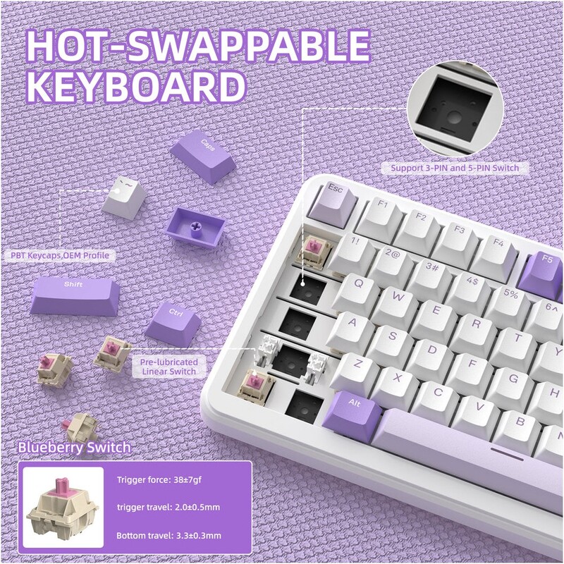 Клавиатура Attack Shark X85 Pro Lavender (X85PROL_AS)