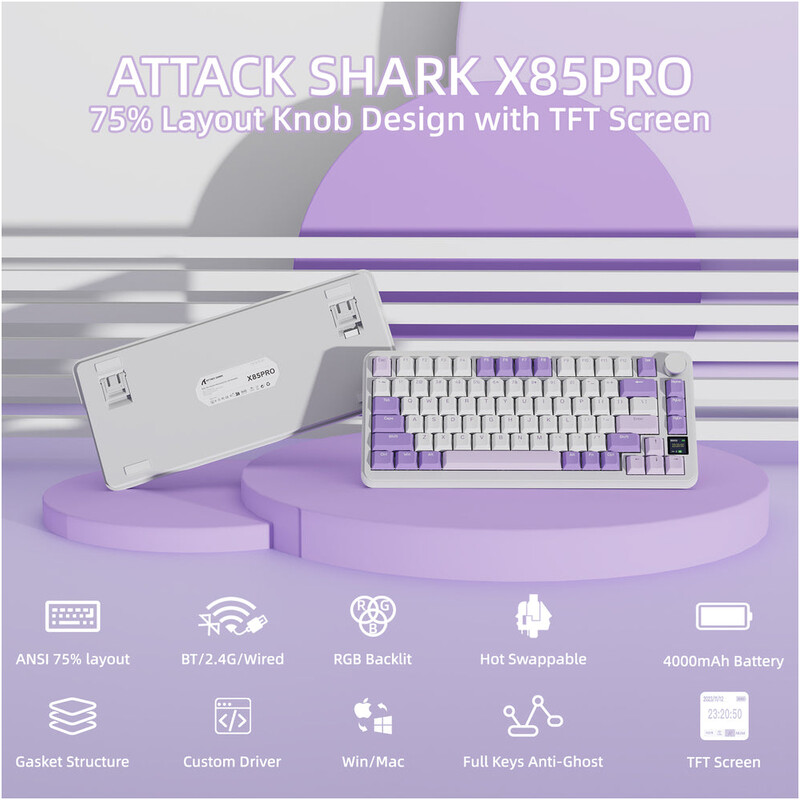 Клавиатура Attack Shark X85 Pro Lavender (X85PROL_AS)