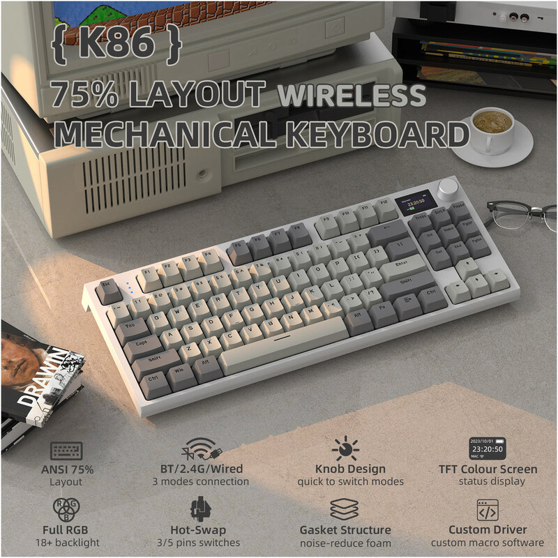 Клавиатура Attack Shark K86 Business Gray (K86BG_AS)