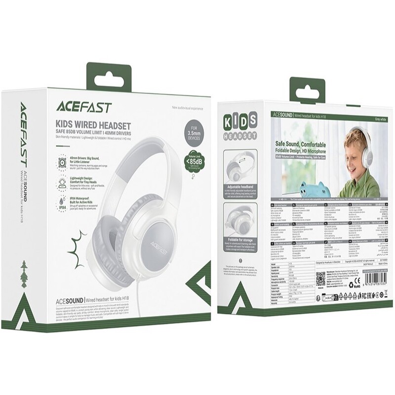 Гарнітура Acefast H18 Grey/White (6974316287032)