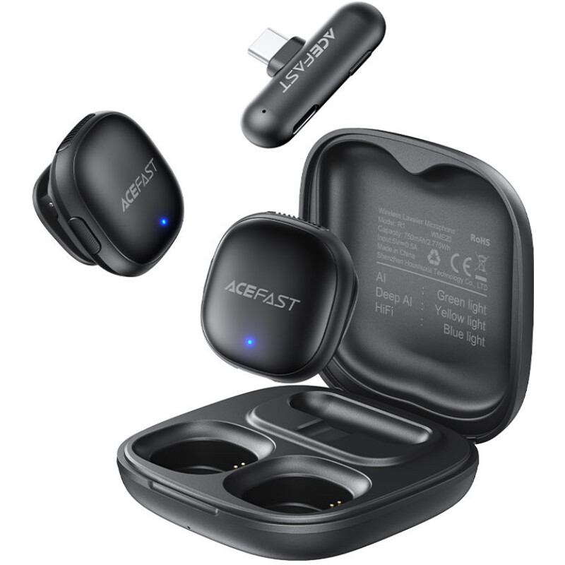 Микрофон Acefast R1 Dual-mic Type-C Black (6974316284895)