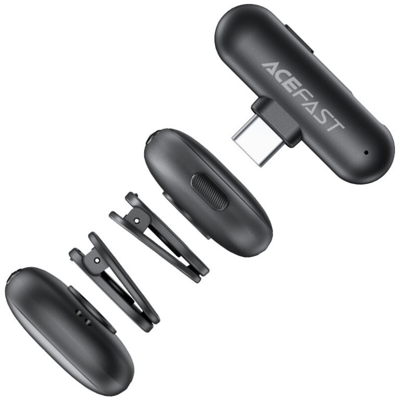 Микрофон Acefast R1 Dual-mic Type-C Black (6974316284895)