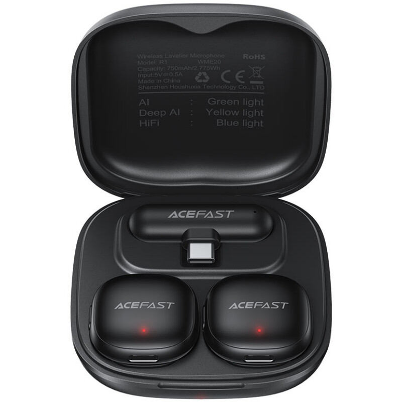 Микрофон Acefast R1 Dual-mic Type-C Black (6974316284895)