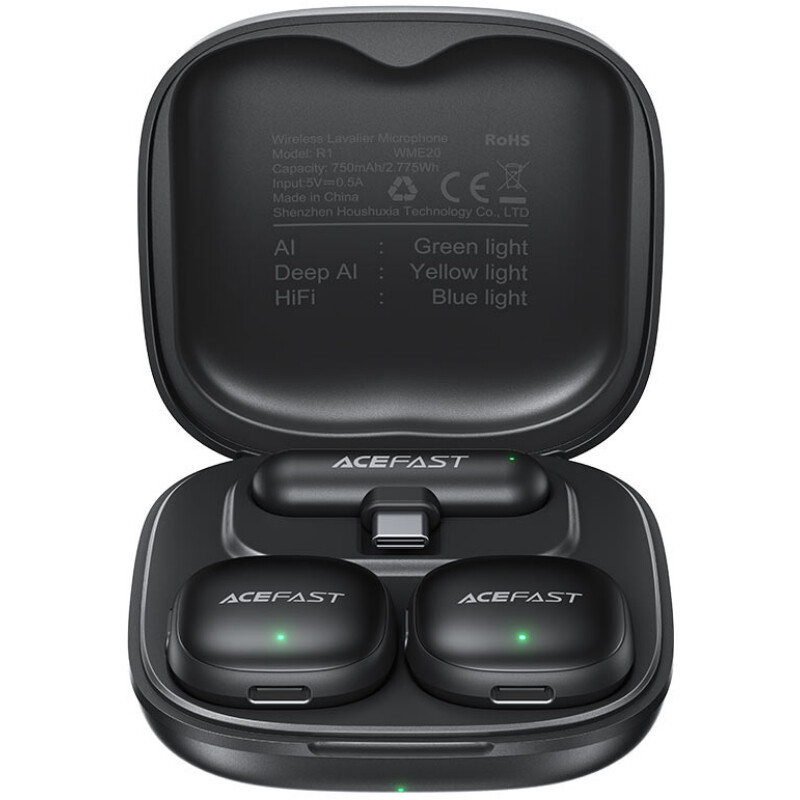 Микрофон Acefast R1 Dual-mic Type-C Black (6974316284895)