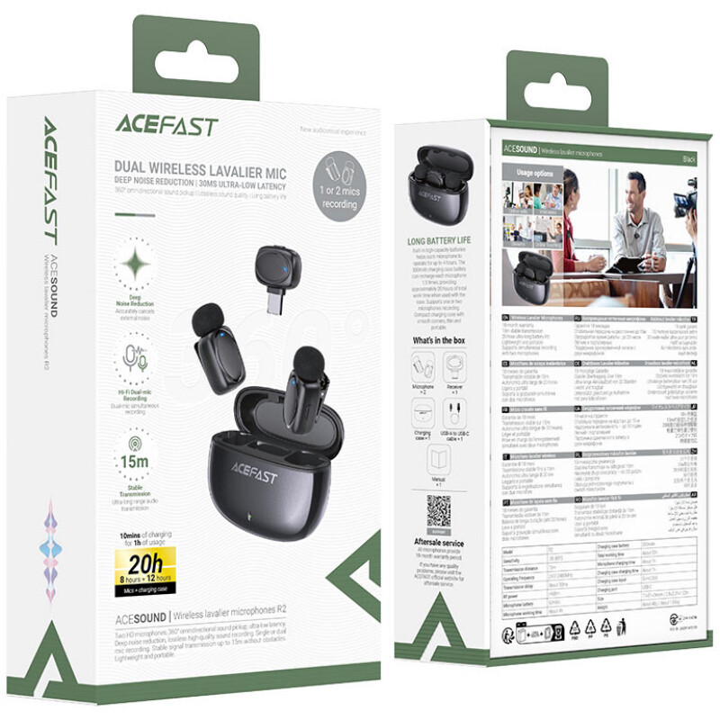 Микрофон Acefast R2 Dual-mic Type-C Black (6974316284901)
