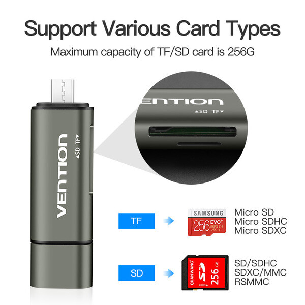 Кард-ридер Vention OTG USB 3.0 + Type C/TF/SD (CCHH0)
