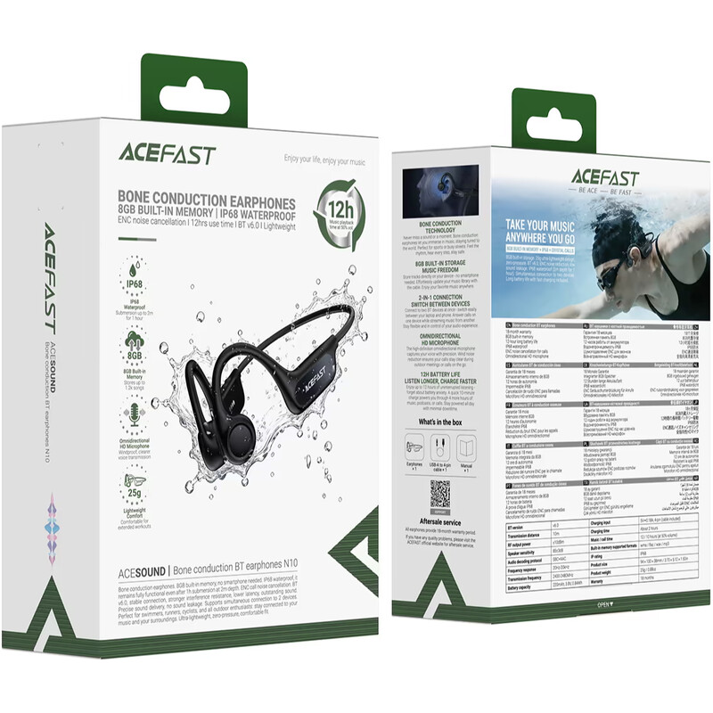 Bluetooth-гарнітура Acefast N10 Black (6974316287018)