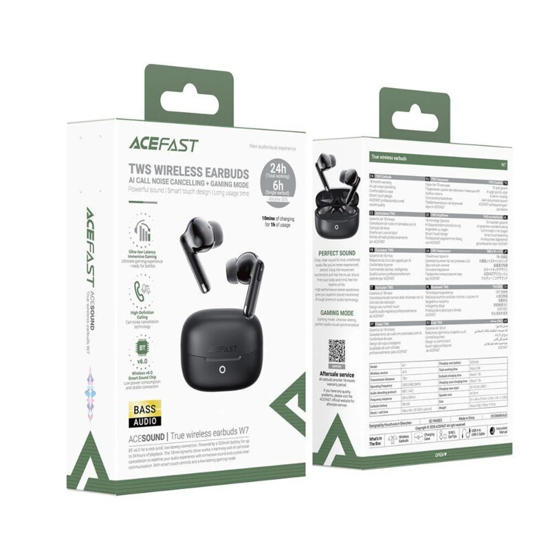 Bluetooth-гарнітура Acefast W7 Black (6974316285885)