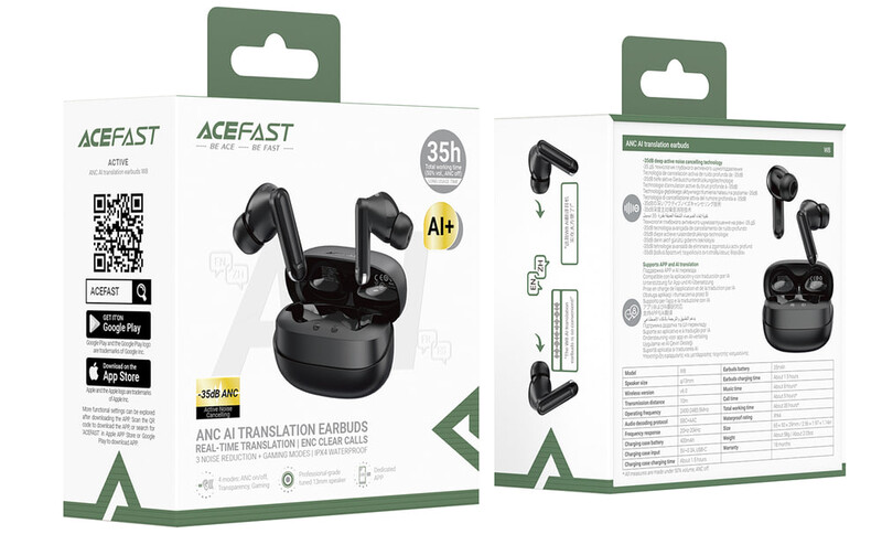 Bluetooth-гарнітура Acefast W8 Black (6974316286165)