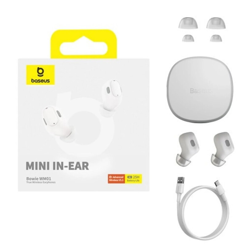 Bluetooth-гарнітура Baseus Bowie WM01 TWS White (NGTW370002)