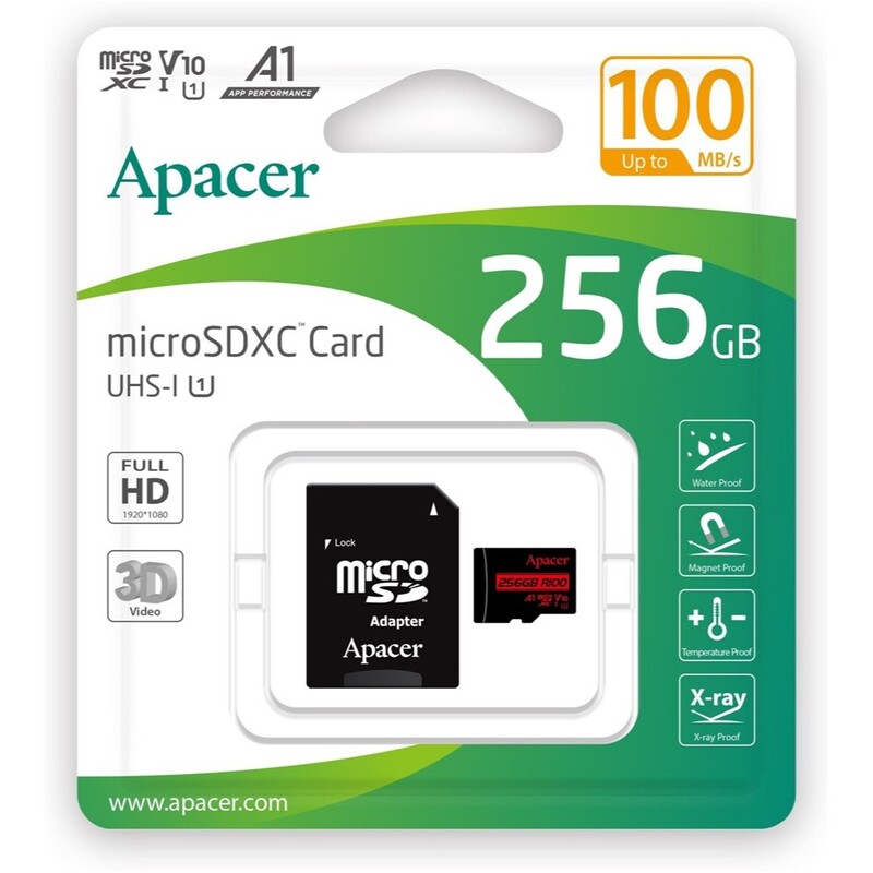 Карта пам`ятi MicroSDHC 256GB UHS-I Class 10 Apacer + SD adapter (AP256GMCSX10UB-R)