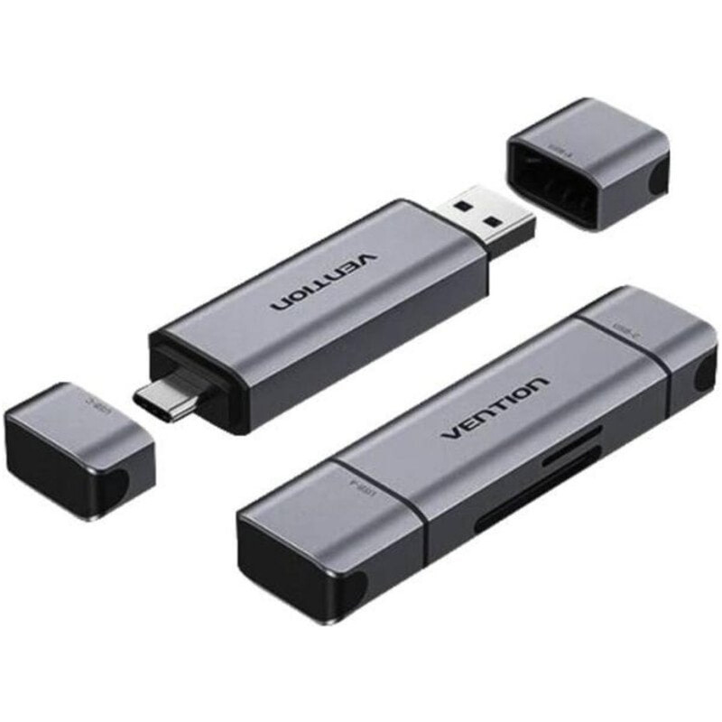 Кардридер Vention USB3.0 AM/USB-C to SD+TF Gray Dual Drive Letter Aluminum Alloy (CLLH0)