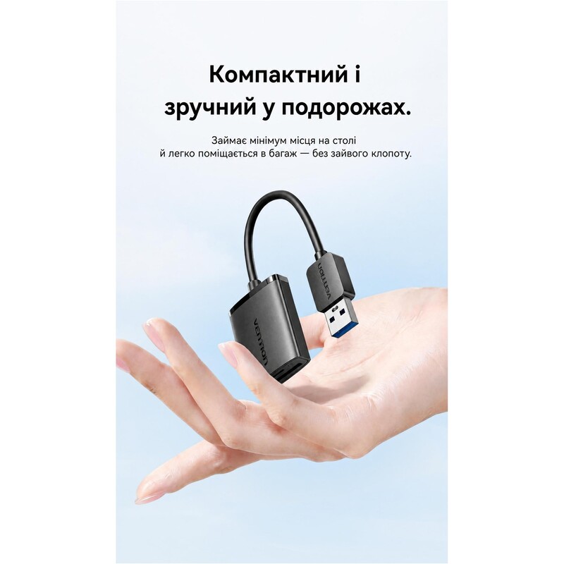 Кардридер Vention USB3.0 to SD/MicroSD Black (CLPBB)