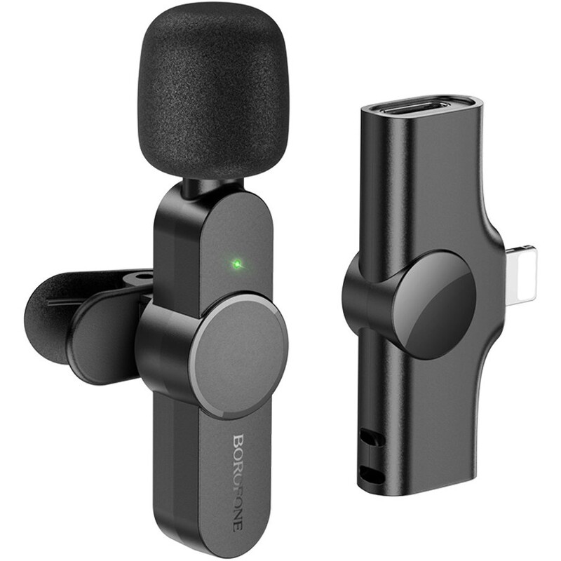 Микрофон Borofone BFK12 Trophy lavalier Lightning Black (6941991106385)