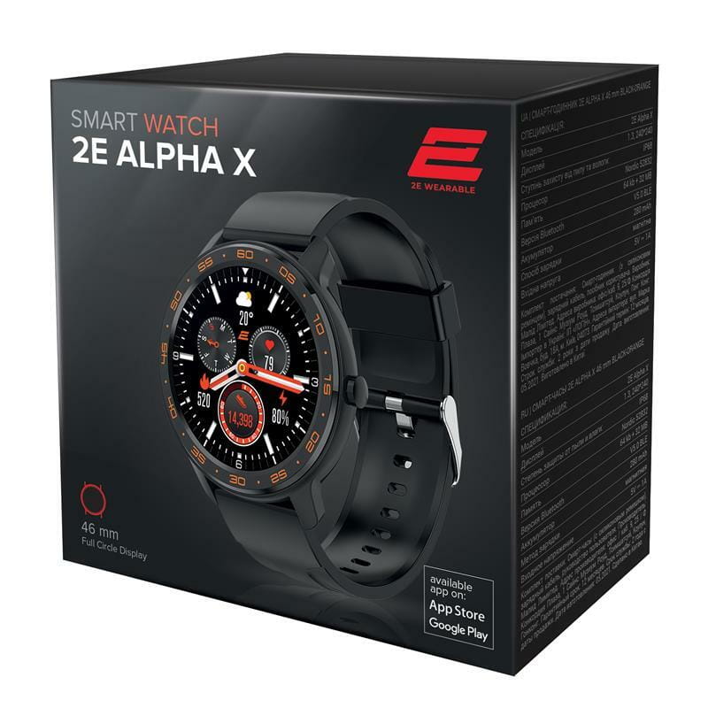 Смарт-часы 2E Alpha X 46 mm Black-Orange (2E-CWW30BKOR)