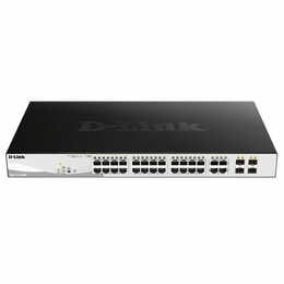 Коммутатор D-Link DGS-1210-28MP 24x1GE PoE, 4xSFP 1G, PoE бюджет 370W, Smart