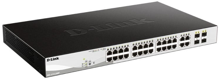 Комутатор D-Link DGS-1210-28MP 24x1GE PoE, 4xSFP 1G, PoE бюджет 370W, Smart