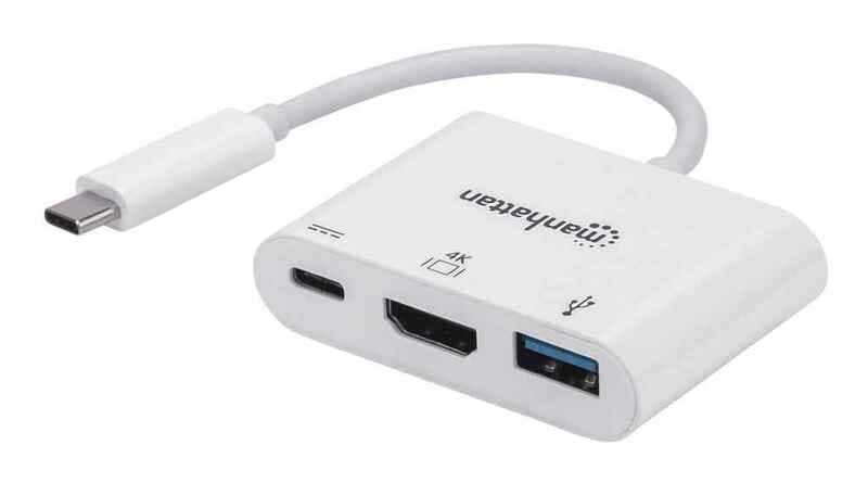Док-станция Intracom Manhattan USB Type-C-HDMI/USB 3.0/PD 60W 4-in-1, White (152945)