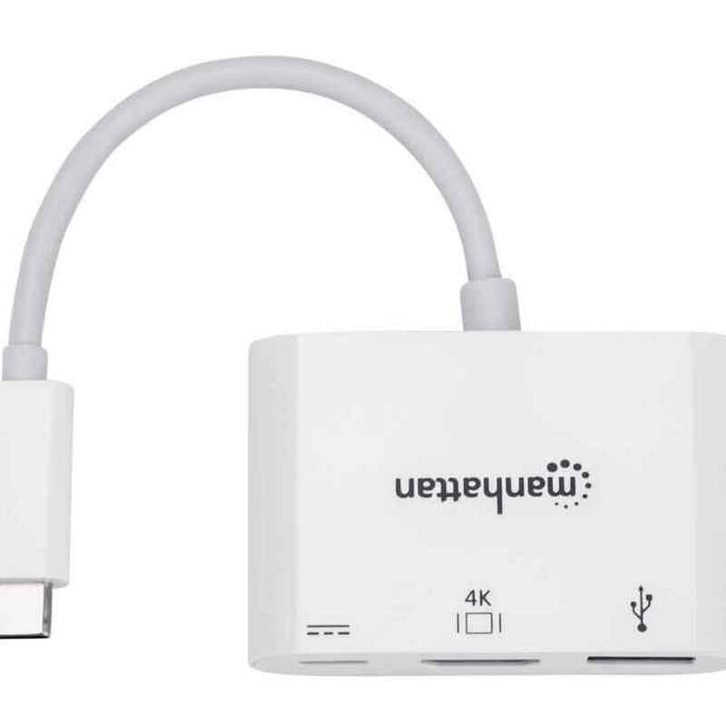 Док-станция Intracom Manhattan USB Type-C-HDMI/USB 3.0/PD 60W 4-in-1, White (152945)