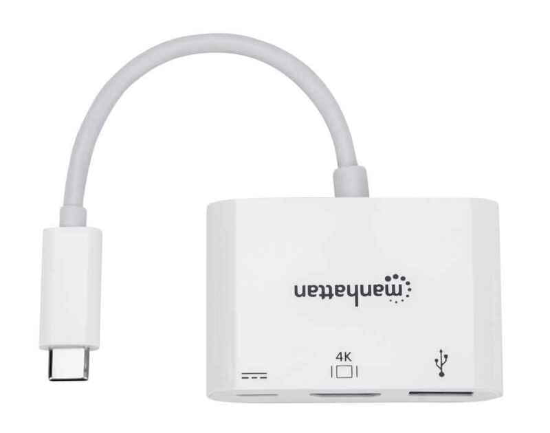 Док-станція Intracom Manhattan USB Type-C-HDMI/USB 3.0/PD 60W 4-in-1, White (152945)