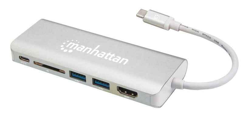 Док-станція Intracom Manhattan USB Type-C-HDMI/USB 3.0x2/RJ45/SD/PD 60W Hub 7-in-1 (152075)