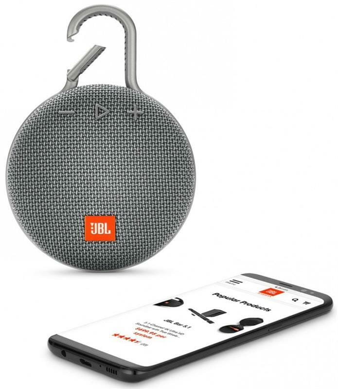 Акустична система JBL Clip 3 Stone Gray (JBLCLIP3GRY)