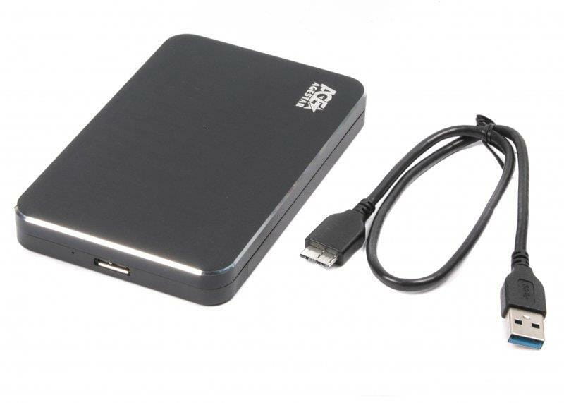 Внешний карман AgeStar SATA HDD/SDD 2.5", USB3.1, алюминий, Black (31UB2A18)