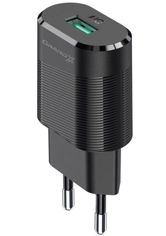 Сетевое зарядное устройство Grand-X (1xUSB 2.1А) Black (CH-17T) + кабель USB-C