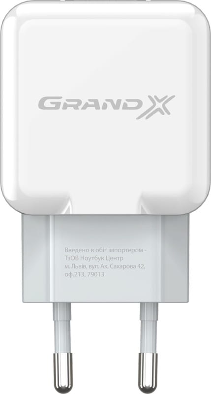 Сетевое зарядное устройство Grand-X (1xUSB 2.1A) White (CH-03W)