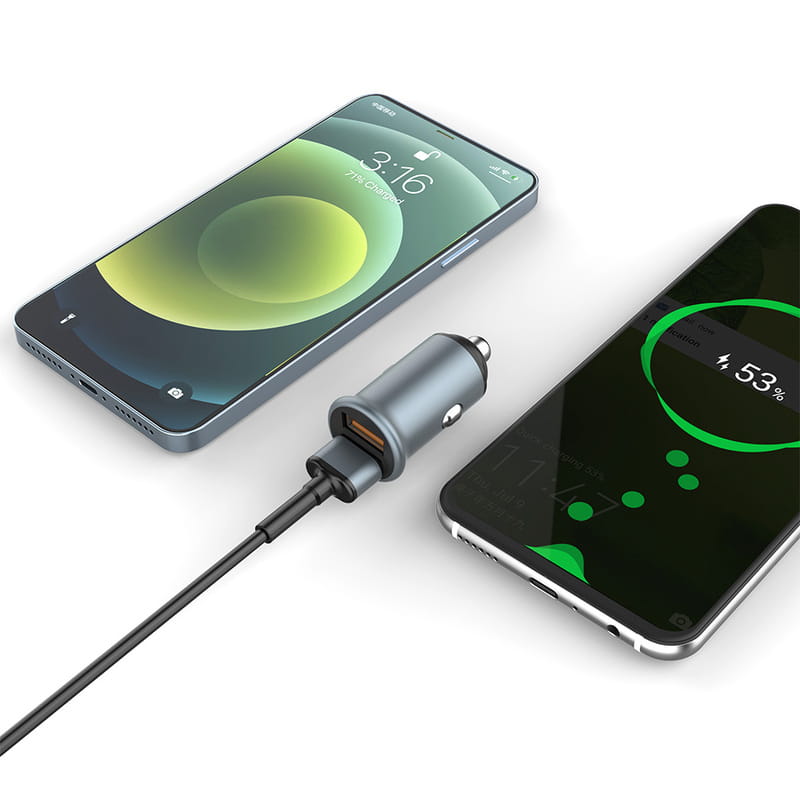 Автомобильное зарядное устройство ColorWay (2USBx2.4A, 36W) Quick Charge 3.0 Gray (CW-CHA036Q-GR)