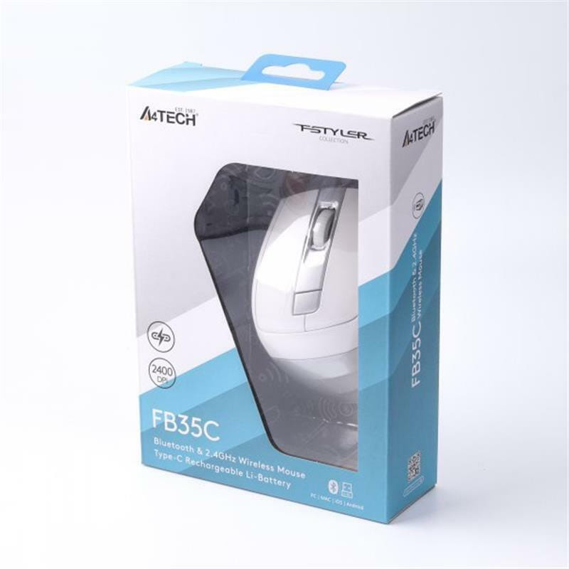 Мышь беспроводная A4Tech Fstyler FB35C Icy White