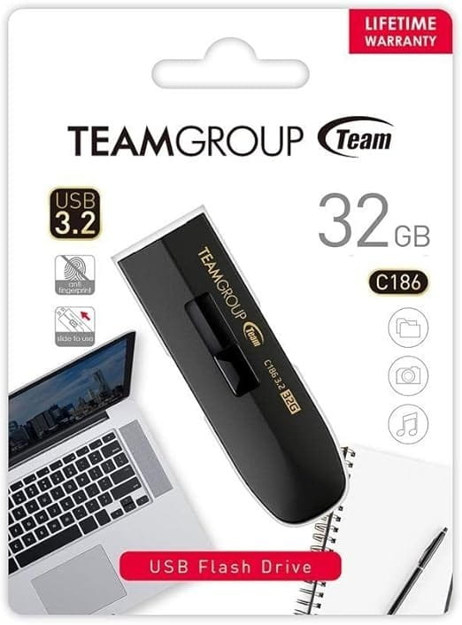 Флеш-накопитель USB3.2 32GB Team C186 Black (TC186332GB01)