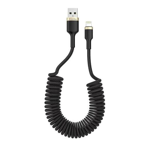 Photos - Cable (video, audio, USB) ColorWay Кабель  USB - Lightning , spiral, 2.4 А, 1 м, Black (CW-CBUL0 (M/M)