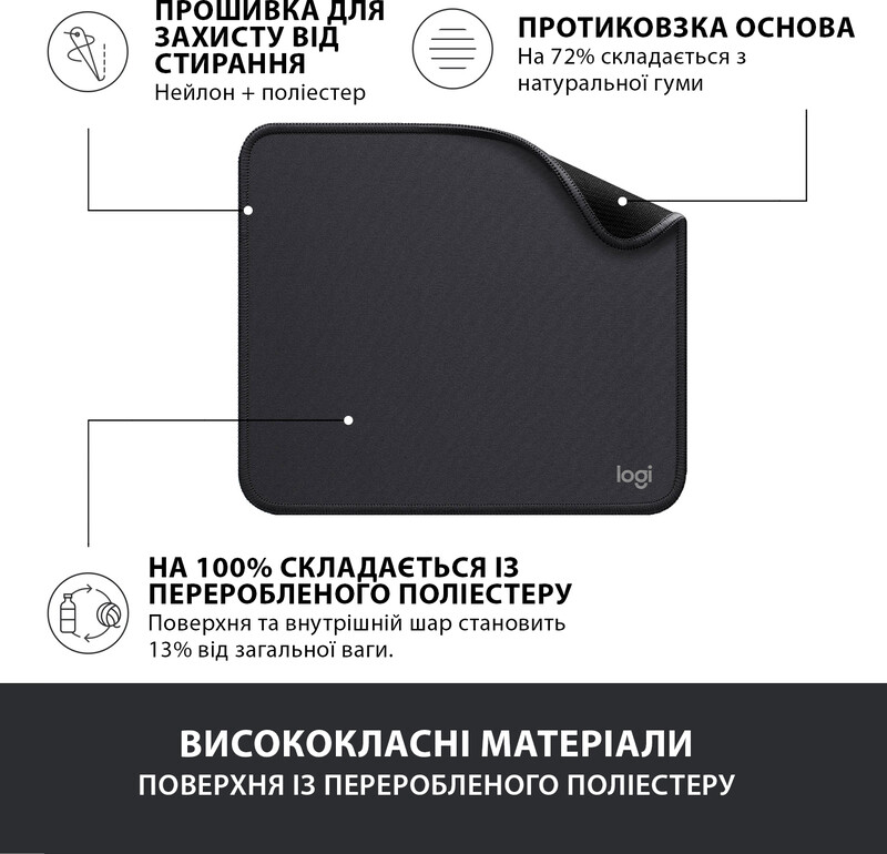 Игровая поверхность Logitech Mouse Pad Studio Graphite (956-000049)